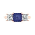 thumbnail image 2 of 4.0ct square emerald cut blue tanzanite 14k rose gold 3 stone Bridal Wedding Engagement Promise Anniversary Ring for Women size 4.5, 2 of 7