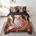 thumbnail image 2 of Erosebridal Cheetah Bedding Sets Twin Size, Twinkling Stars Comforter Sets with Sheets, Orange Black Decor, 2 of 5