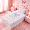 thumbnail image 4 of meiyoeat Watercolor Kawaii Stars Kids Twin Sheets,Personalized Letter K Gifts Bedding For Girl,3 Pieces,1 Fitted Sheet and 1 Pillowcase, 4 of 6