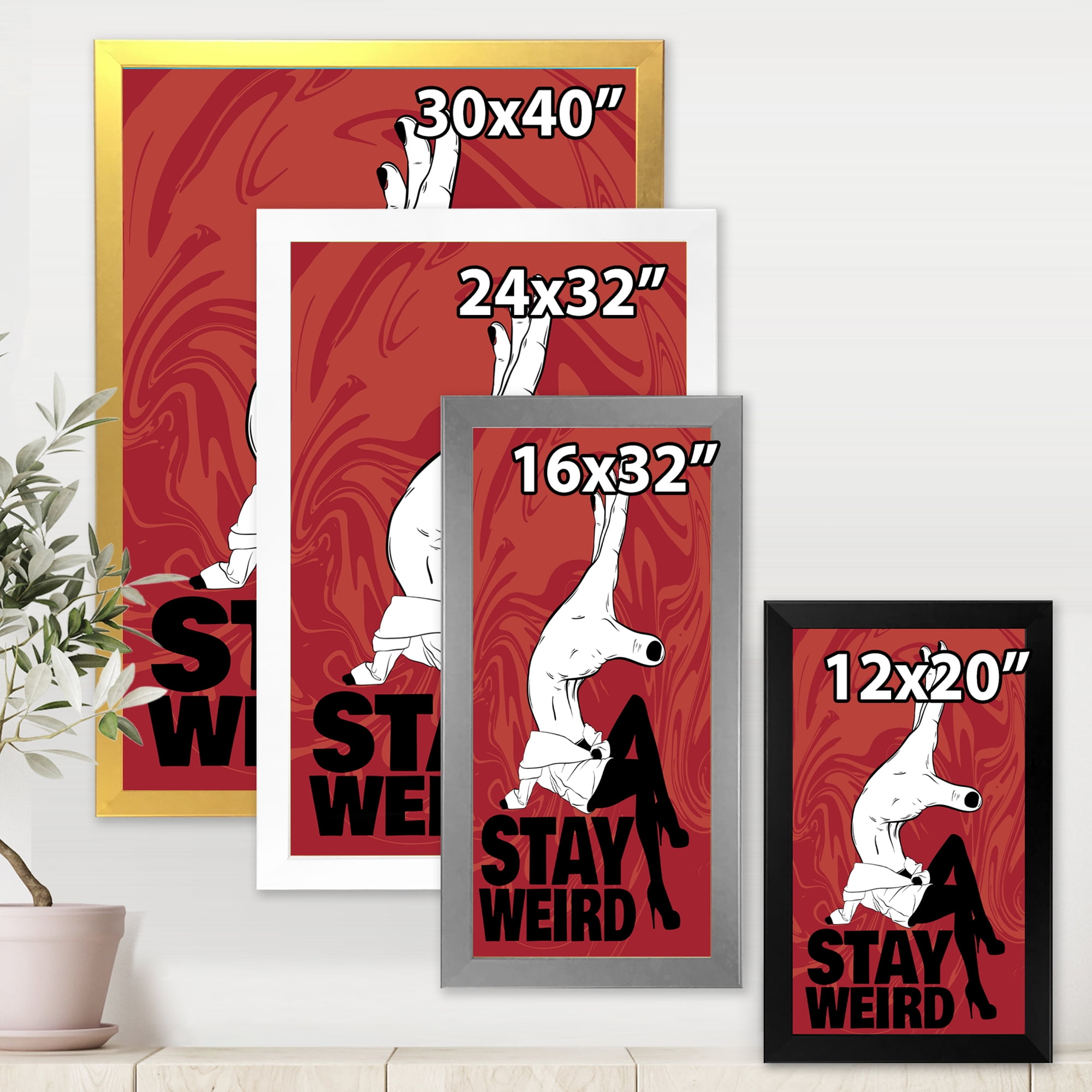 Designart 'Stay Weird Hand Sign' Vintage Framed Art Print