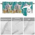 thumbnail image 4 of Curtain Valance for Windows, Farm Spring Flower Pig Butterfly Kitchen Valances Rod Pocket Short Curtains, Rustic Retro Teal Wood Grain Window Valance for Bedroom Bathroom Living room 42x18in, 4 of 9