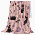 thumbnail image 2 of Pastel Goth Black Cat Pumpkin autumn celebration Pattern, Playful Pet Portrait Pattern, Warm Flannel Blanket for Living Room and Bedroom, Cat Lovers autumn celebration Gift, Pet Lover Home Decor, 2 of 9