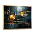 thumbnail image 2 of Designart "Gold Teal Abstract Fractal composition Reflections I" Modern Floater Framed Wall Art Living Room, 2 of 7