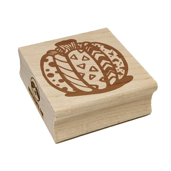 Patterned Pumpkin Fall Autumn Halloween Square Rubber Stamp Stamping Scrapbooking Crafting - Medium 1.75in
