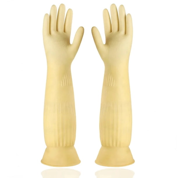 RV Guantes Largos De Goma para El Hogar Antirreflujo Antideslizantes Resistentes Al Desgaste Limpieza De Cocina Lavandería Guantes De Lavado De Autos Guantes De Jardinería,Amarillo,M