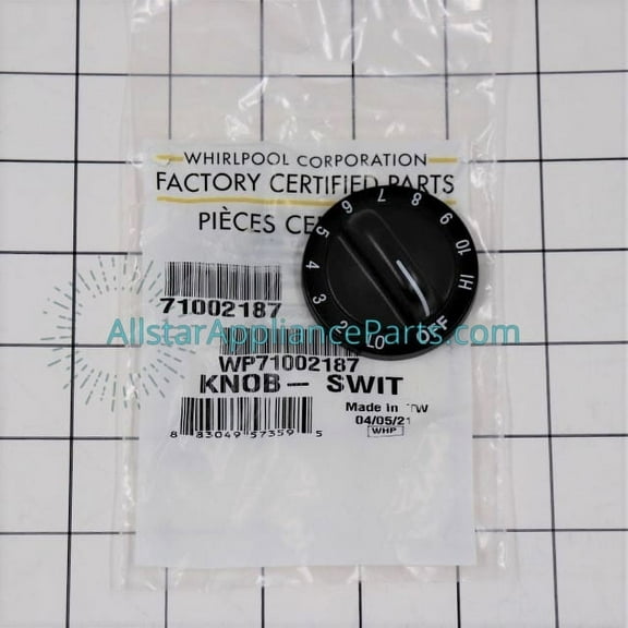 Whirlpool Range/Stove/Oven Control Knob WP71002187