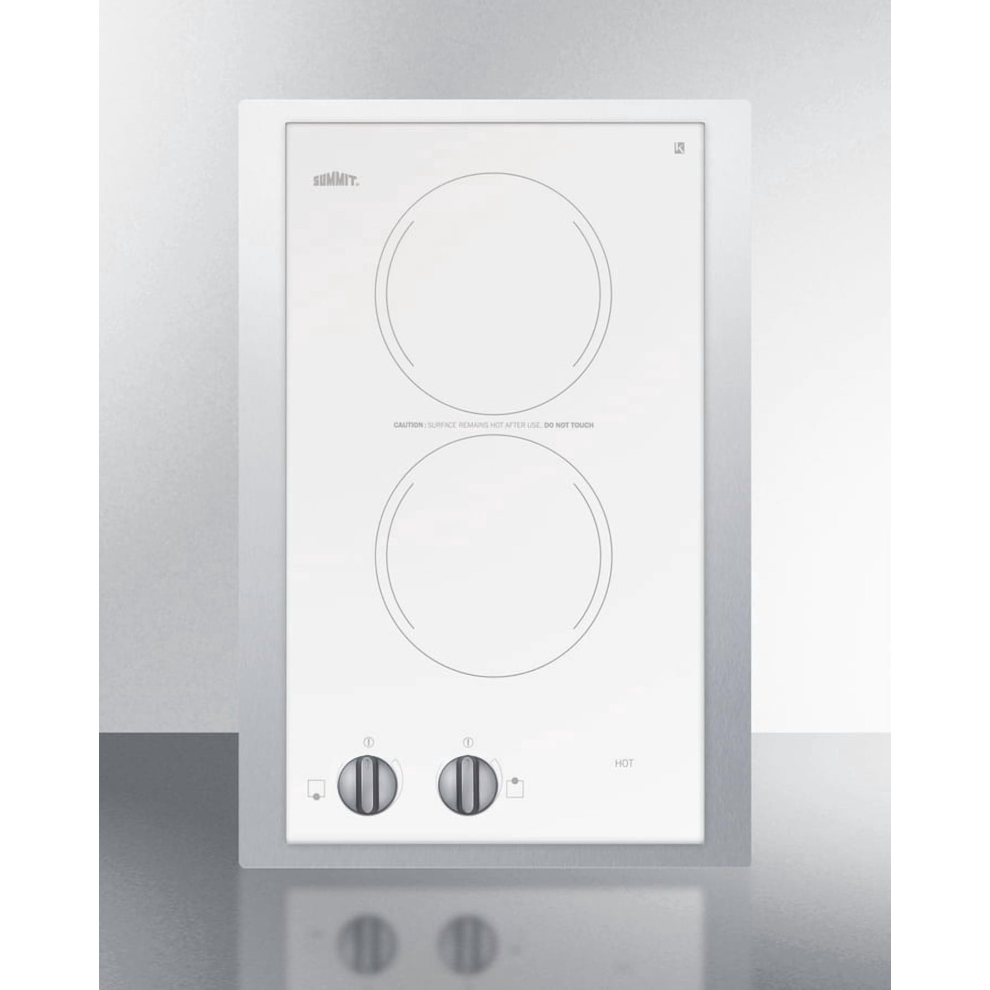 15" Wide 115V 2-Burner Radiant Cooktop, White