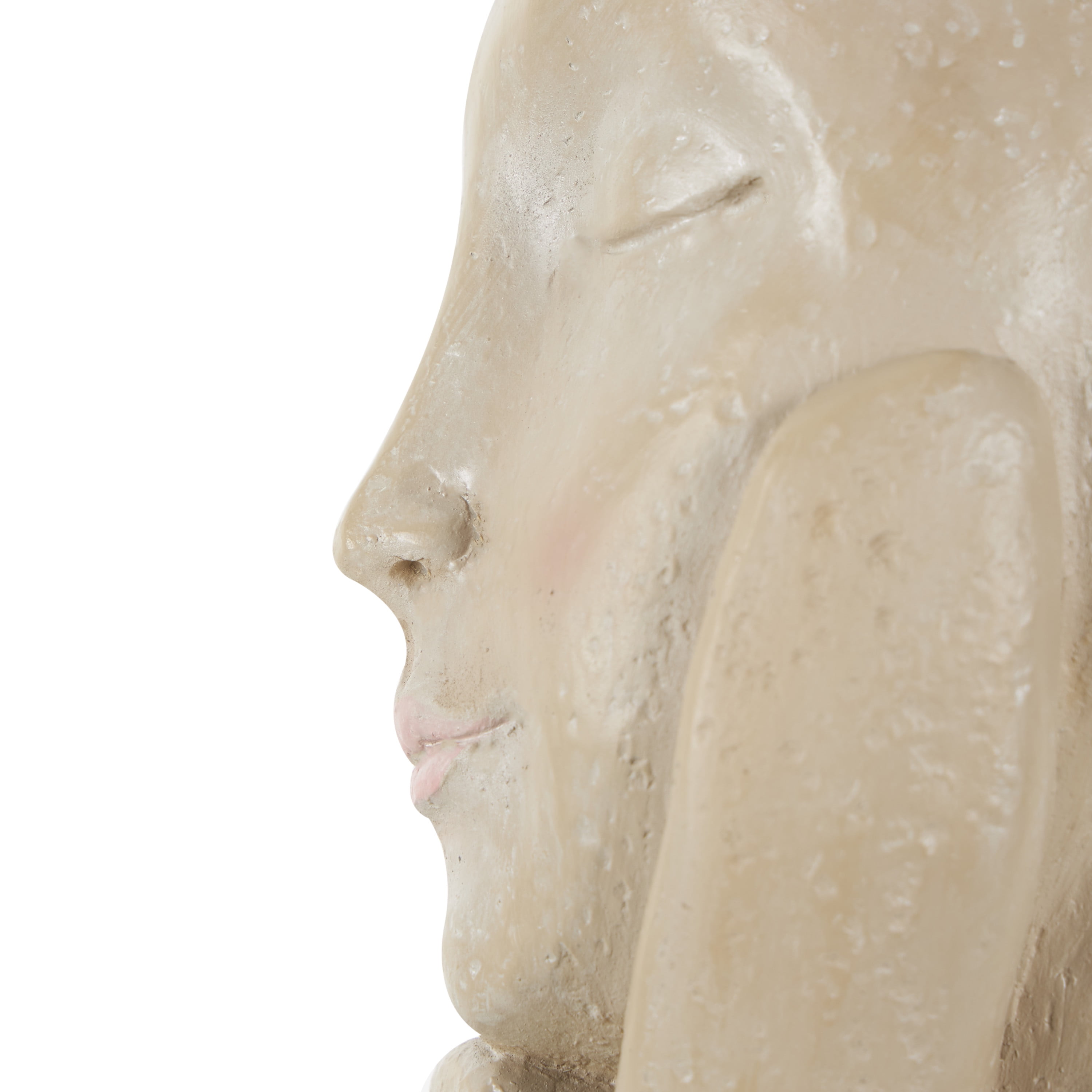 DecMode 9" x 14" Bust Beige Resin Woman Planter with Flower Crown and Blue Top