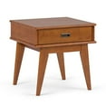 thumbnail image 2 of SIMPLIHOME Draper Table d'Appoint Rectangulaire en Bois Franc Massif de 22 Pouces de Large Style Milieu du Siècle Moderne en Brun Teck avec Rangement, 1 Tiroir, pour le Salon et la Chambre, 2 of 5