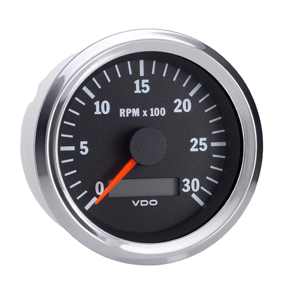 Vdo 333192 Vision Chrome 3,000 Rpm 3 3/8" Tachometer W/hourmeter 12