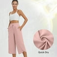 thumbnail image 3 of RQYYD Women's Capri Pants Wide Leg Athletic Yoga Capris with Pockets Quick Dry Hiking Pants Loose Lounge Summer Pants, 3 of 6