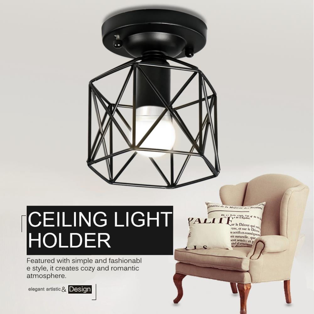 WALFRONT E26 Vintage Style Ceiling Light Unique Geometric Shape House
