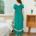 thumbnail image 2 of Defitshape Women's Cotton Victorian Square Neck Nightgown Vintage Sleep Dress Short Sleeve Ruffle Green X-Large, 2 of 5
