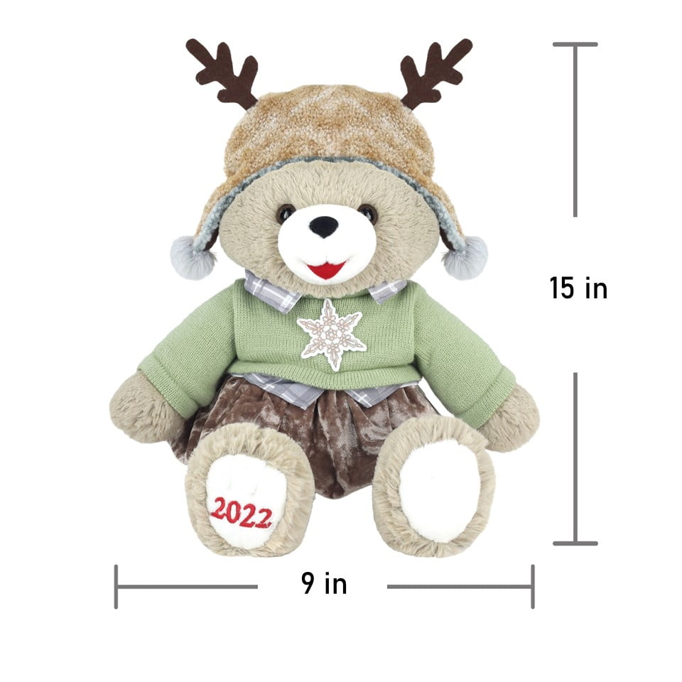 Holiday Time 15 inch Snowflake Teddy Bear 2022, Snowflake Grey Sweater Boy  