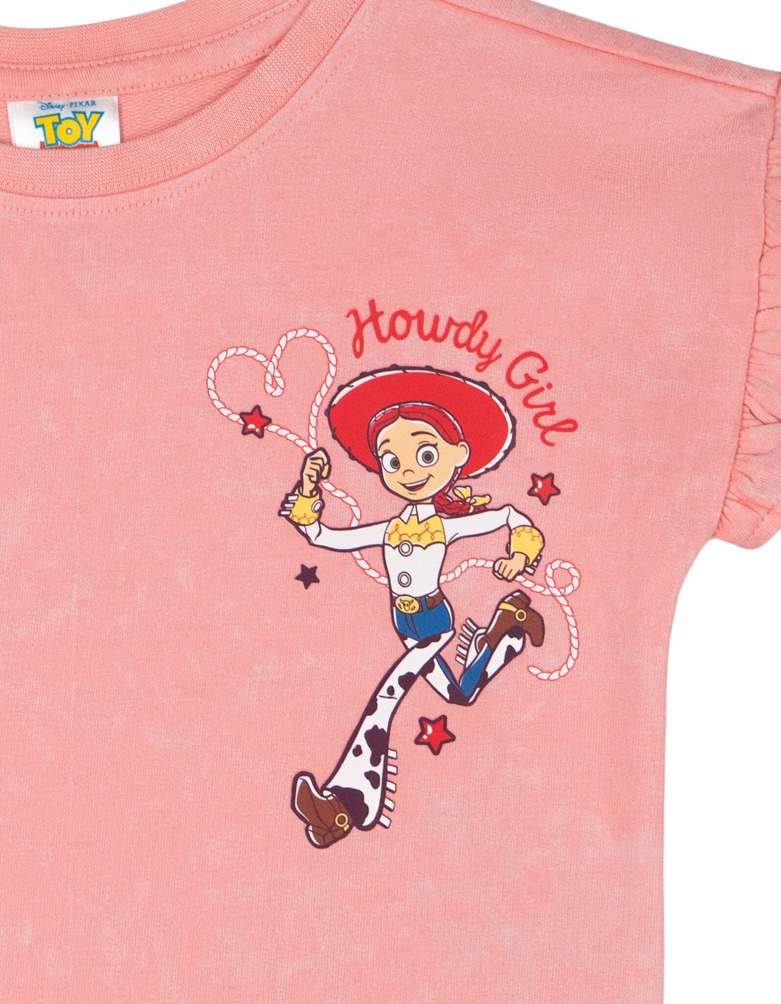 Disney Toy Story Toddler Girls' Short Sleeve Graphic T-Shirt and French Terry Shorts Set Pink Optic Wash Jessie