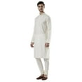 thumbnail image 3 of Ethnix Men's Indian Classic Embroidered Collar Placket Kurta Tunic Pajama Combo; Butter Cream; XL, 3 of 5