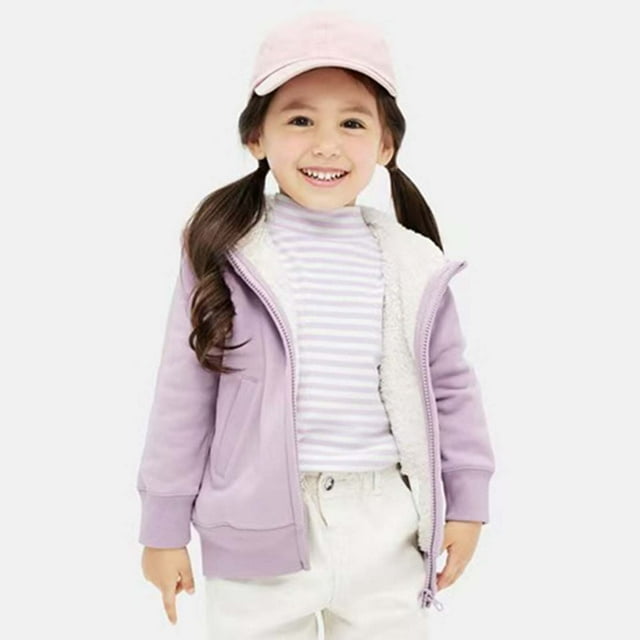 Girls Winter Hooded Jacket Windproof Thickened Zip Up Outerwear Soft Coats For Kids