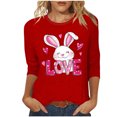 thumbnail image 1 of Camisetas Casuales de las Mujeres Impresas 3/4 Manga Cuello Redondo Blusa, Moda Ligera Superior para el Hogar Y el Uso Diario, Cómoda Imitación de la Tela Del Estante, 1 of 6