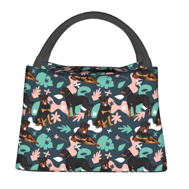 Fotbe Rottweiler Bolsa Térmica Portátil con Estampado, Bolsa de Entrega de Alimentos Aislada, Bolsa Reutilizable de Gran Capacidad para Comidas y Supermercado