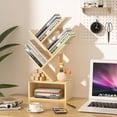 thumbnail image 7 of Buildhom 3-Tier Small Tree Bookshelf with Drawer, Desktop Wood Bookcase, Mini Display Shelf for Home Office, Bedroom, Natural, 7 of 7
