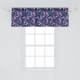 thumbnail image 2 of Ambesonne Ladybug Valance Pack of 2, Retro Art Blooming Flowers, 54"X18", Dark Lavender and Pink, 2 of 4