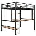Euroco Full Size Loft Bed with Desk and Shelves, Space Saving Metal Bed, Black
