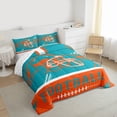 thumbnail image 3 of jejeloiu Football Game Gaming Full Size Comforter Sets,Cyan Orange Helmet Bedding Sets For Ball Lover Reversible 3-Piece, 3 of 8