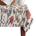 thumbnail image 4 of Orange Red Leaf Table Cloth Waterproof Tablecloths, Vintage Farmhouse Boho Pastoral Tribal Tablecloth Dining Table Cover for Kitchen Party Tabletop Outdoor, Rectangle Tablecloth 52x70 Inch, 4 of 9