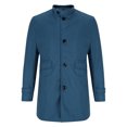 thumbnail image 4 of DeHolifer Men Coat Plus Size Casual Button Solid Color Long Sleeve Pockets Stand Collar Outwear Coat Blue L, 4 of 5