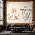 thumbnail image 6 of Mindful Dog in Seated Pose Against Soft Beige Halo with Greenery, Calming Minimalist for Dog Lovers, Peaceful Wellness Art, Housewarming Gift, Tapestry Wall Hanging for Living Room and Bedroom, 6 of 7