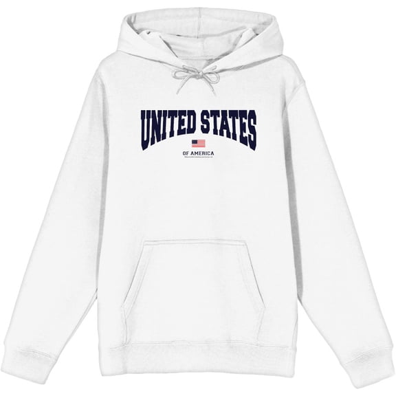 Americana United States of America Flag Adult White Long Sleeve Hoodie-Medium