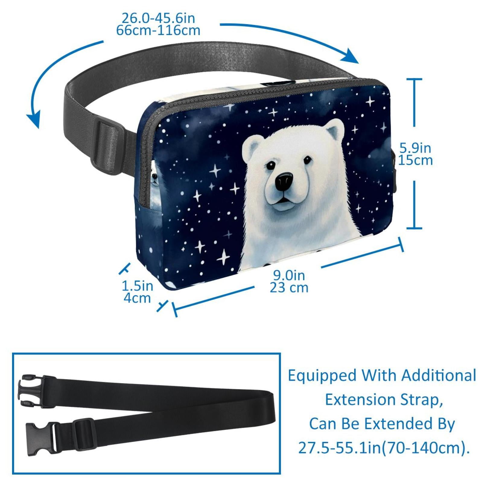 Starry sky polar bear Lightweight Adjustable Running Belt with Extension Strap for Unisex - Fanny Pack Waist Bag for Fitness and Exercise