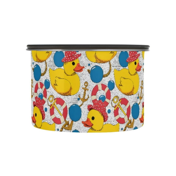 Yellow Duck Lifebuoy Airtight Coffee Bean Canister 17oz Food Storage Containers with Lids For Gournd, Tea, Sugar, Flour, Rice, Cereal, Candy Cookie Jar