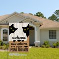 thumbnail image 2 of JOOCAR Welcome Cats People Tolerated Linen Garden Flag with Black Cats and Fish Design for Fall Autumn Home Outdoor Garden Yard Door Decor 12x18 inch, 2 of 5
