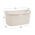 thumbnail image 4 of Mind Reader 40L Laundry Basket, Clothes Hamper, Lid, Wicker Design, Plastic, 23"L x 14.5"W x 11"H, Set of 2, Ivory, 4 of 8