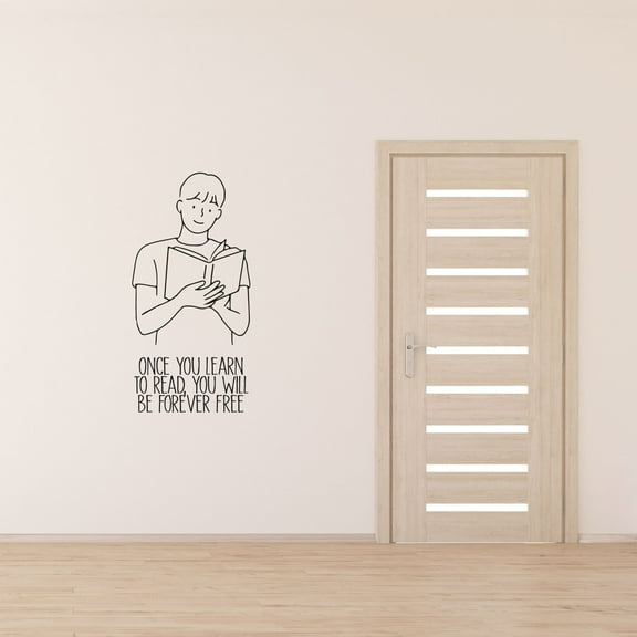 Once You Learn To Read You Will Be Forever Free Quote Book Lover Reading Hobby Vinyl Wall Art Sticker Wall Decal Home Kids Library Area Living Room Boys Girls Kids Wall Decor Design Size (20x14 inch)