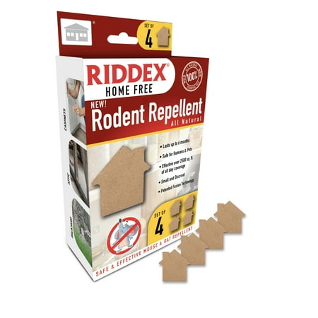 RIDDEX® Home Free Rodent Repellent | Keep Mice Away with Natural Essential Oil Blend | Use Inside or Out | 4-Pack
