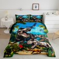 thumbnail image 2 of Manfei 3D Cartoon Dino Boy Bedding Comforter Set, Jungle Tyrannosaurus Rex Twin Comforter Sets, Ancient Animal Bedding Set, Breathable Bedroom Decor Reversible 2pcs, 2 of 8