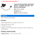 thumbnail image 2 of Trunk Lock Actuator Motor with Remote Release - Compatible with 2004 - 2011 Mercury Grand Marquis 2005 2006 2007 2008 2009 2010, 2 of 2