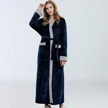 

YSEINBH Lightweight Soft Nightgown Long Bathrobes For Women Elegant Sleepwear Warm Fleece Winter PajamasDresses