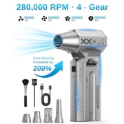GEYILO Compressed Air Duster 280000 RPM for Electronics, Rechargeable PC Keyboard Cleaner, 4 Speeds