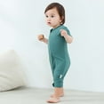 thumbnail image 4 of Avrnliq Green Unisex Kids Zip-Up Romper Ultra-Soft Short Sleeve Tag-Free Diaper-Change Friendly Breathable Kids One-Piece for 0M-18M,Size 0 Month, 4 of 9