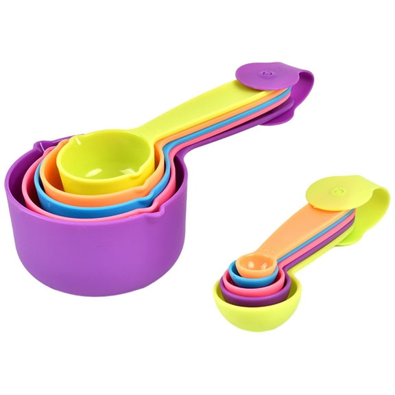 Stackable Measuring Cups and Spoons Set for Storage 10 Piece PP Multi Color Safe and