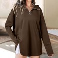 thumbnail image 2 of Oversize Pullover Hoodies for Women Trendy Fashion Casual Circle Zipper Pocket Long Sleeved Hooded Sweatshirt, 2 of 8