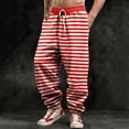 thumbnail image 5 of Elastic Waist Pants for Men Color Block Mardi Gras Printed Exercise Pants Comfy Relaxed Fit Joggers Sweatpants 05-Red XXL, 5 of 5