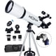 thumbnail image 1 of Telescopio 80 mm Apertura 600 mm - Telescopio refractor portátil astronómico Revestimientos totalmente multicapa de alta transmisión Montura AZ con trípode Adaptador para teléfono Bolsa de transporte, 1 of 5