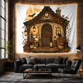 thumbnail image 5 of Halloween Cottage Door With Pumpkins and Bats, Cozy Gothic Style for Gothic Decor Fans, Spooky Wall Art, Halloween Gift, Tapestry Wall Hanging for Entryway and Living Room, 5 of 6