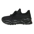 thumbnail image 5 of Breathable Platform Lace Up Running Shoes Lightweight Knit Slip On Sneakers Casual Non Slip Tennis Shoes Black Size 9, 5 of 6