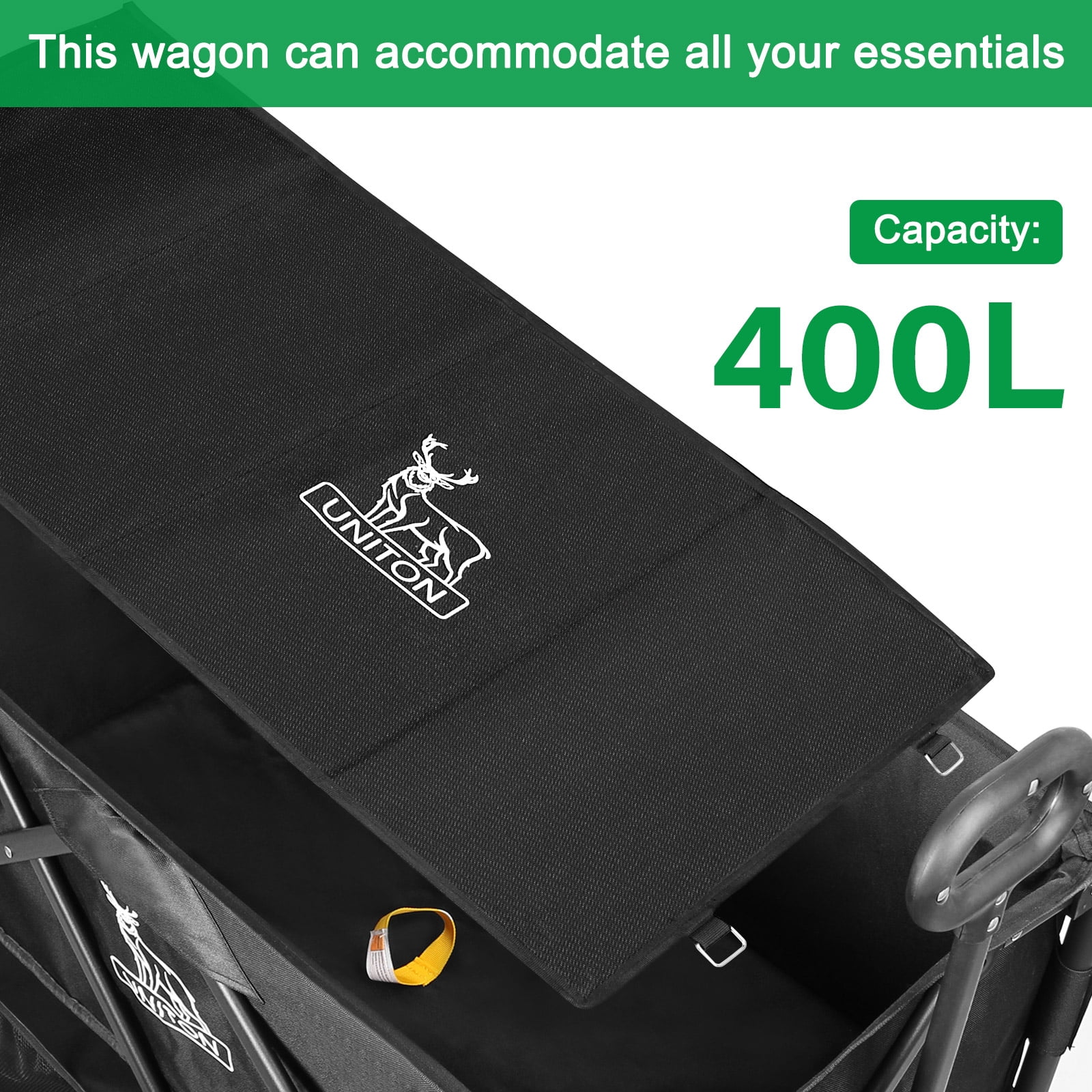 Double Decker Wagon 600lb Capacity & 400L Collapsible Sports Wagon with Big Wheels 54" for Camping Fishing & Outdoor Use