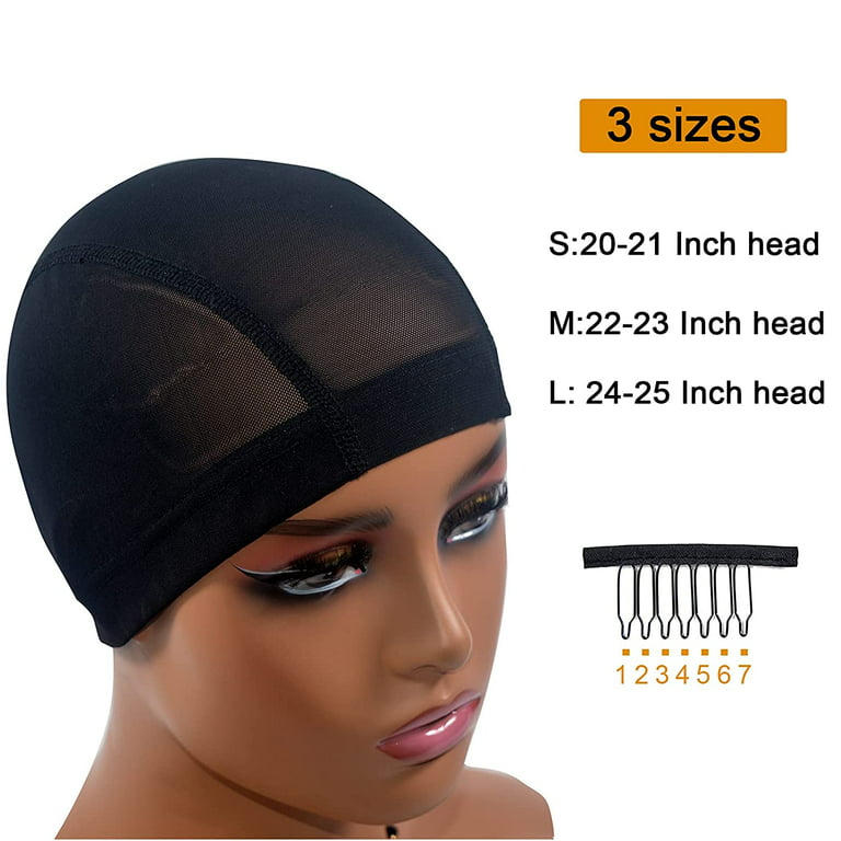 1pc U Part Wig Cap Lace Mesh Wig Cap for Making Wigs Hair Weaving Stretch  Adjustable Straps Bonnet Black Dome Wig Cap